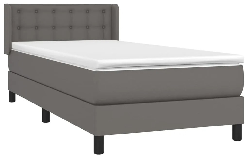 Κρεβάτι Boxspring με Στρώμα Γκρι 80 x 200 εκ. Συνθετικό Δέρμα - Γκρι