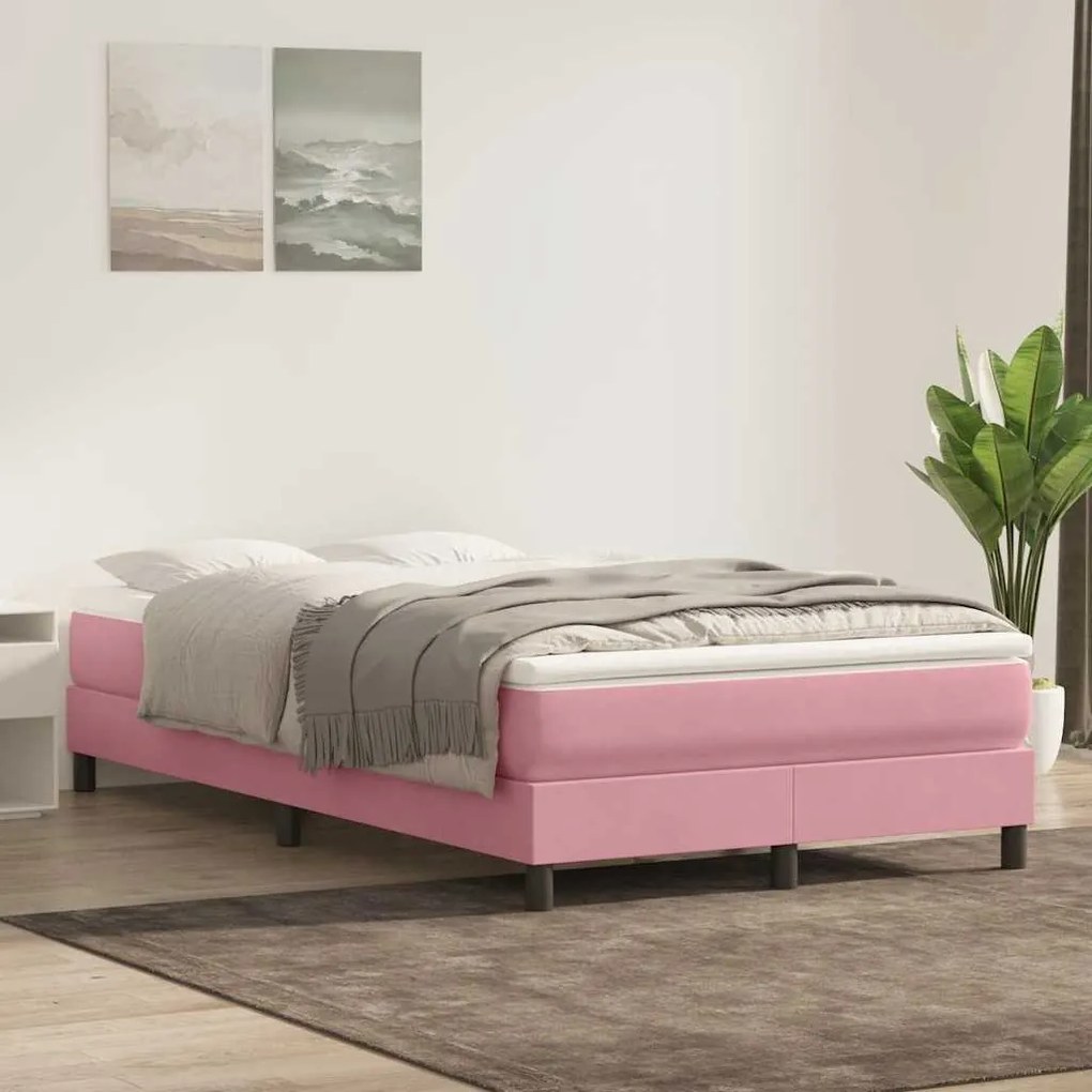 Box Spring κρεβάτι χωρίς στρώμα ροζ 120x220 cm Βελούδινο