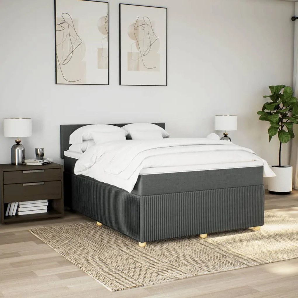 ΚΡΕΒΑΤΙ BOXSPRING ΜΕ ΣΤΡΩΜΑ ΣΚΟΥΡΟ ΓΚΡΙ 140X190 ΕΚ. ΥΦΑΣΜΑΤΙΝΟ 3287445