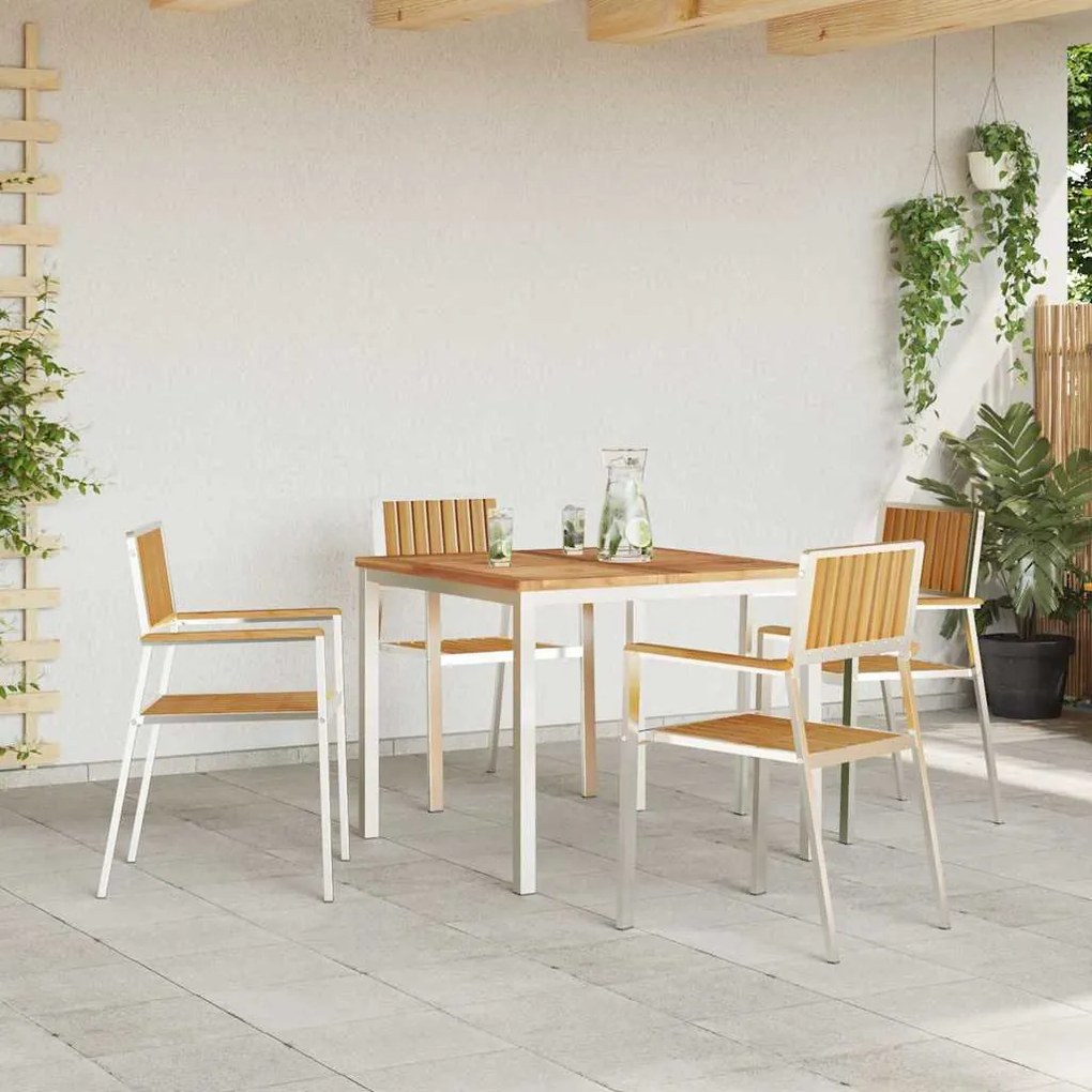 vidaXL Σετ Εξωτερικής Τραπέζης 5 pcs Καφέ Στερεό Ξύλο Τίκ