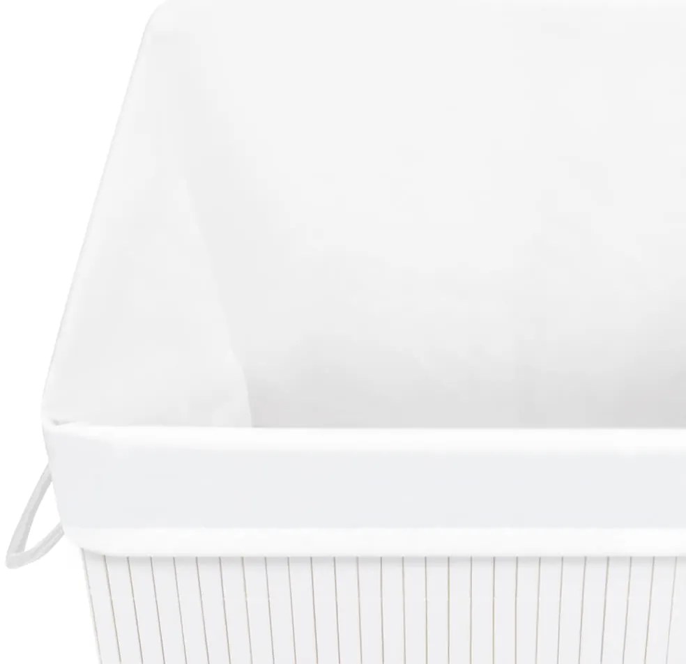 vidaXL Καλάθι Άπλυτων με 1 Τμήμα Λευκό από Μπαμπού