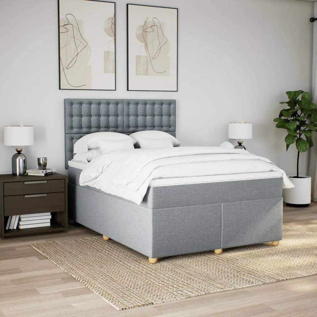 ΚΡΕΒΑΤΙ BOXSPRING ΜΕ ΣΤΡΩΜΑ ΑΝΟΙΧΤΟ ΓΚΡΙ 140X190 ΕΚ. ΥΦΑΣΜΑΤΙΝΟ 3291289