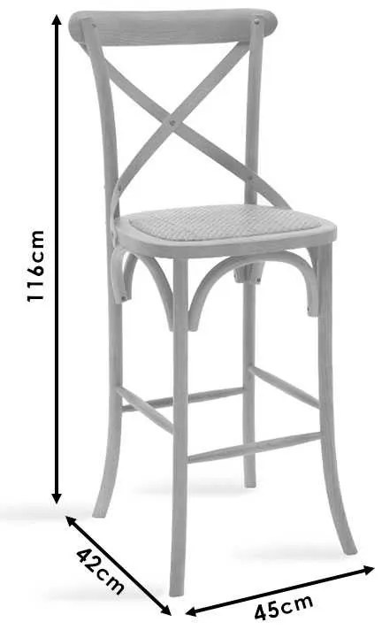 Σκαμπό μπαρ ξύλινο Reid pakoworld χρώμα sonoma-έδρα καφέ rattan 45x52x116εκ