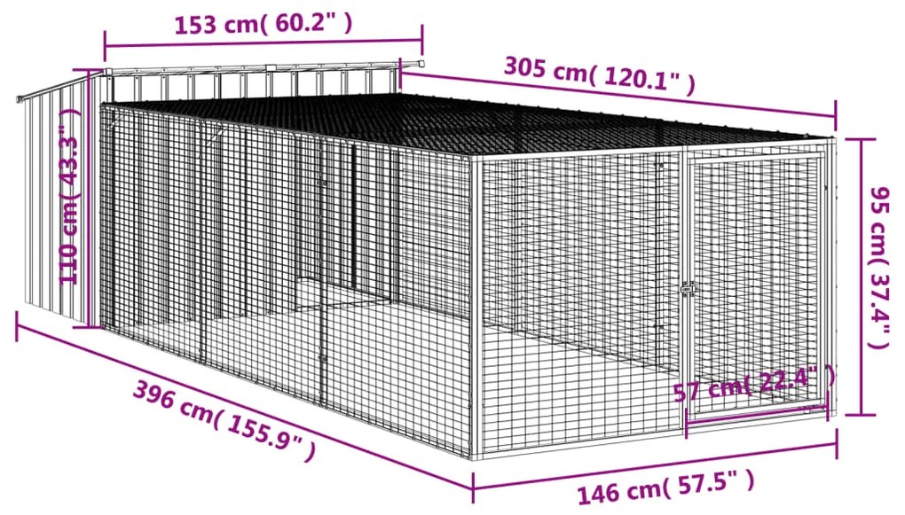 ΣΠΙΤΑΚΙ ΣΚΥΛΟΥ ΜΕ ΑΥΛΗ ΑΝΘΡΑΚΙ 153X396X110 ΕΚ. ΓΑΛΒΑΝ. ΧΑΛΥΒΑΣ 3214223