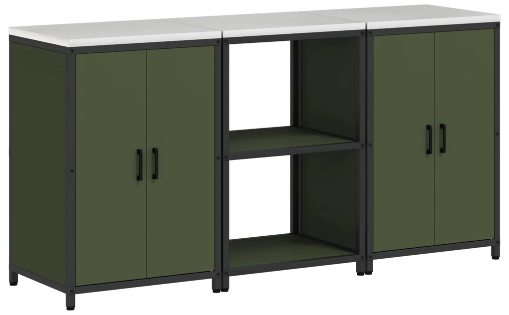 vidaXL Σετ Αποθήκευσης Κουζίνας 3 pcs Ελιά Πράσινη 180 x 50 x 92 εκ.