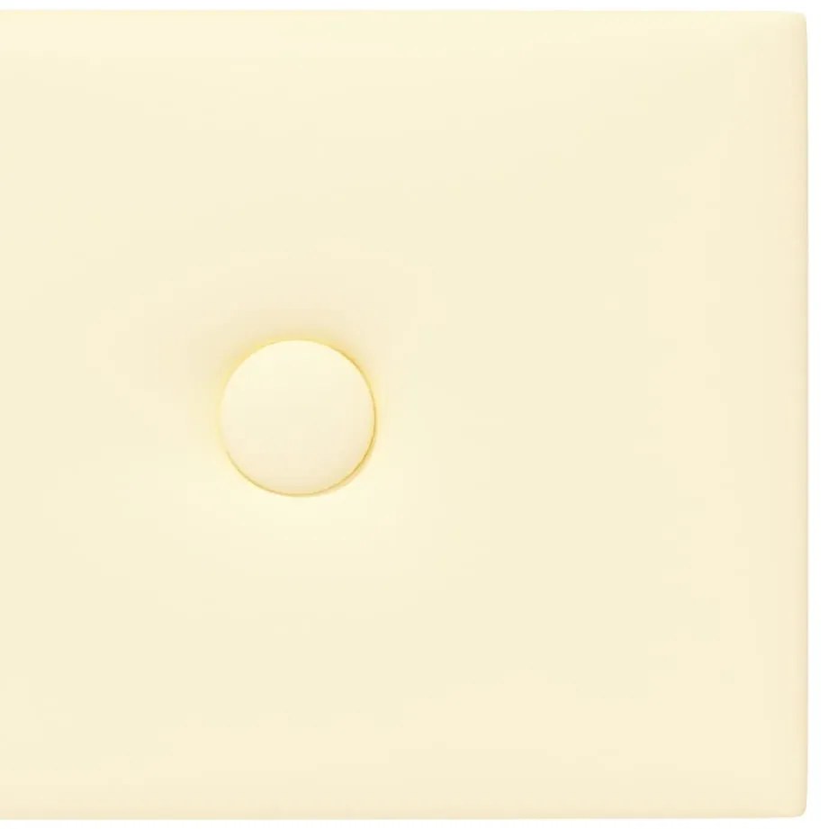 vidaXL Πάνελ Τοίχου 12 τεμ. Κρεμ 90 x 15 εκ. 1,62 μ² Συνθετικό Δέρμα
