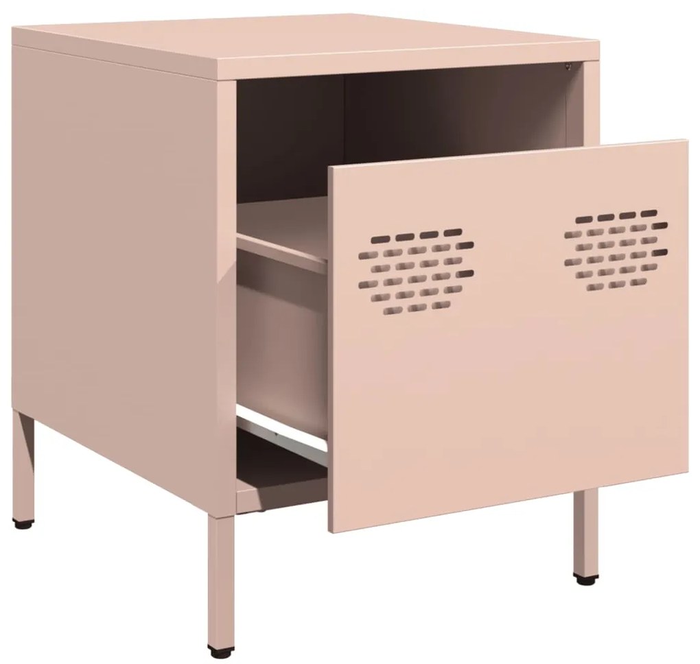 vidaXL Κομοδίνα 2 τεμ. Ροζ 35x39x43,5 εκ. από Χάλυβα