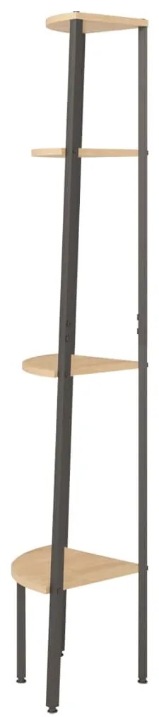vidaXL Γωνιακό Ράφι 4 Επιπέδων Ανοιχτό Καφέ και Μαύρο 45,5 x 31,5 x 150 εκ.
