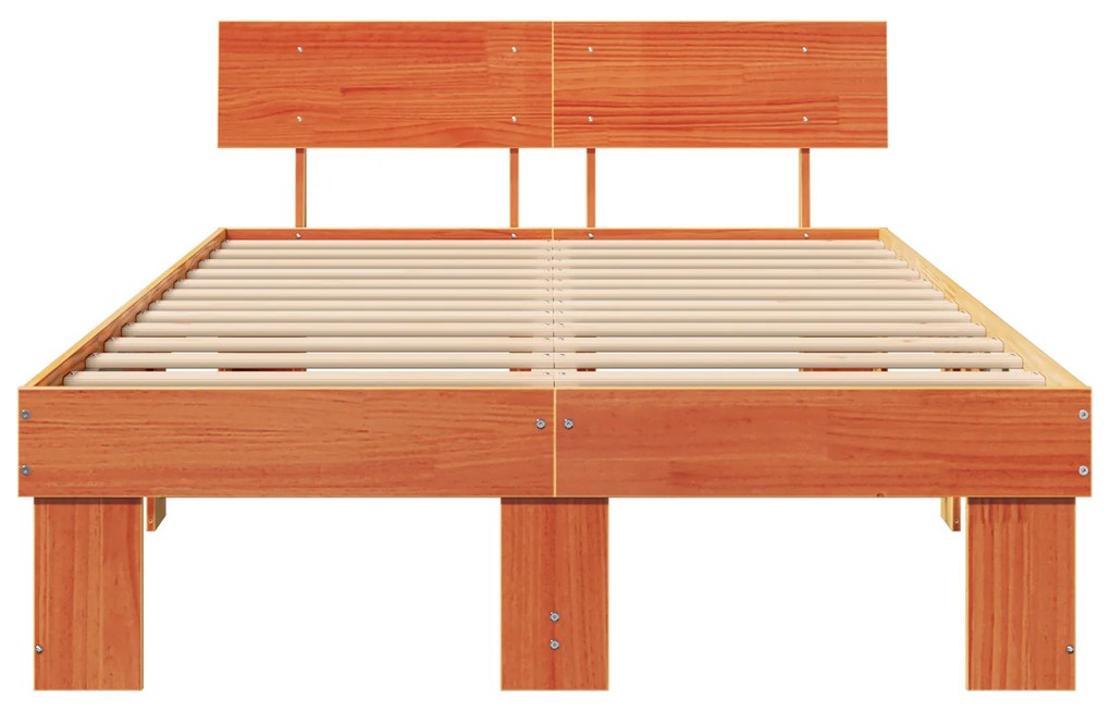vidaXL Σκελετός Κρεβατιού Καφέ κεριού 140 x 190 cm Μασίφ ξύλο πεύκου