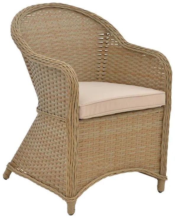 Καρέκλα - Πολυθρόνα κήπου Hadrian rattan καφέ- textilene μπεζ 57x70x85 εκ. 57x70x85 εκ.