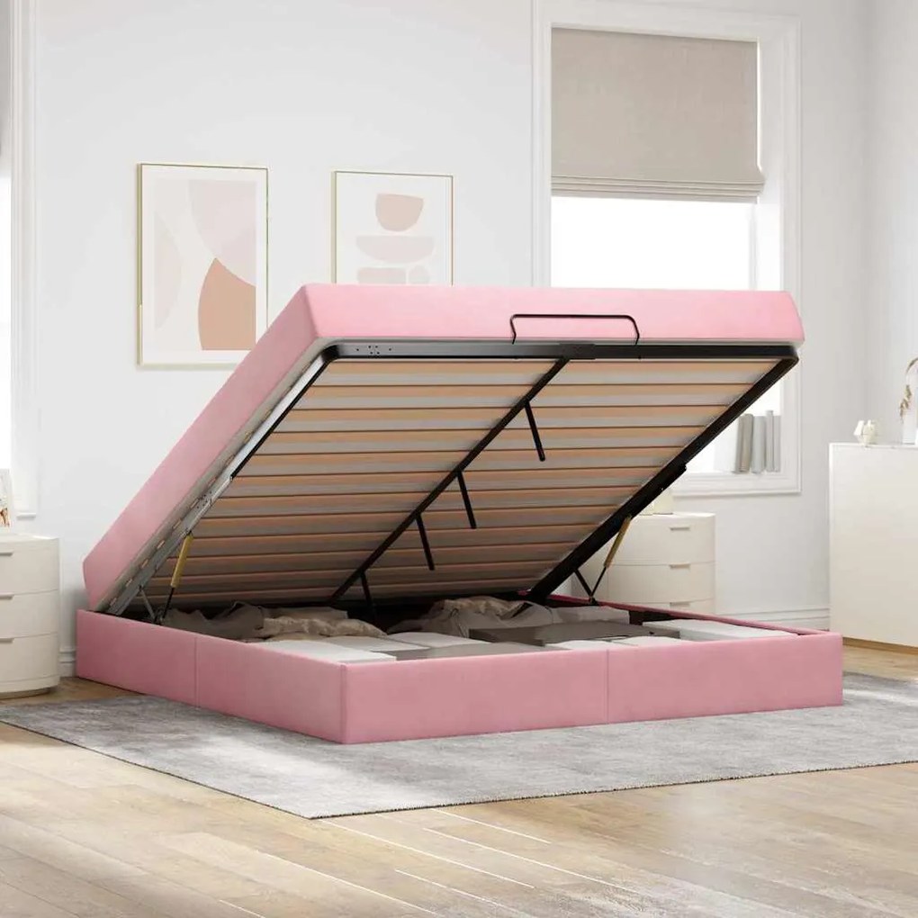 vidaXL Σκελετός Κρεβατιού Ροζ 180 x 200 cm Βελούδο