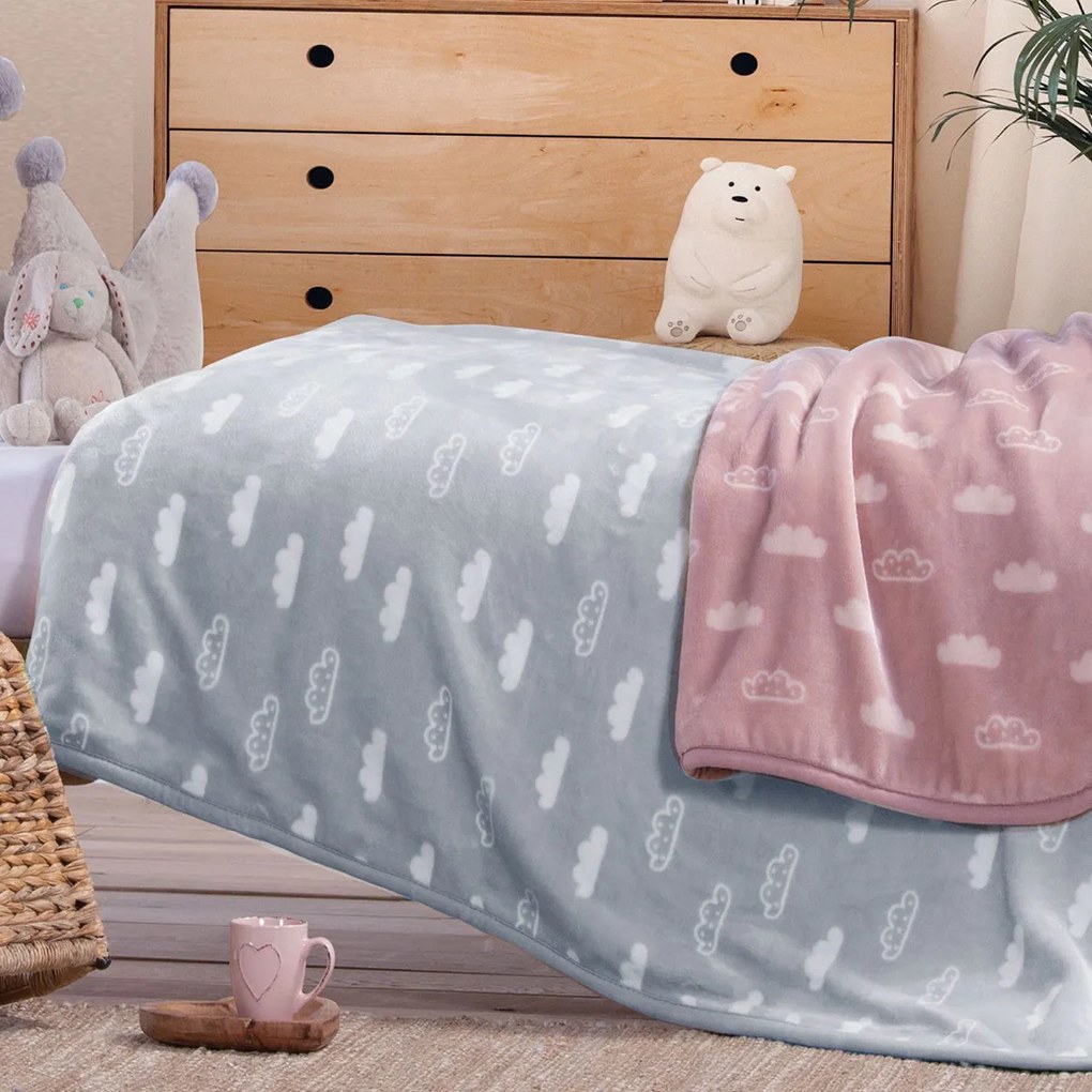 Κουβέρτα Βελουτέ Κούνιας (100x140) Nef-Nef Homeware Bebe Clouds Blue