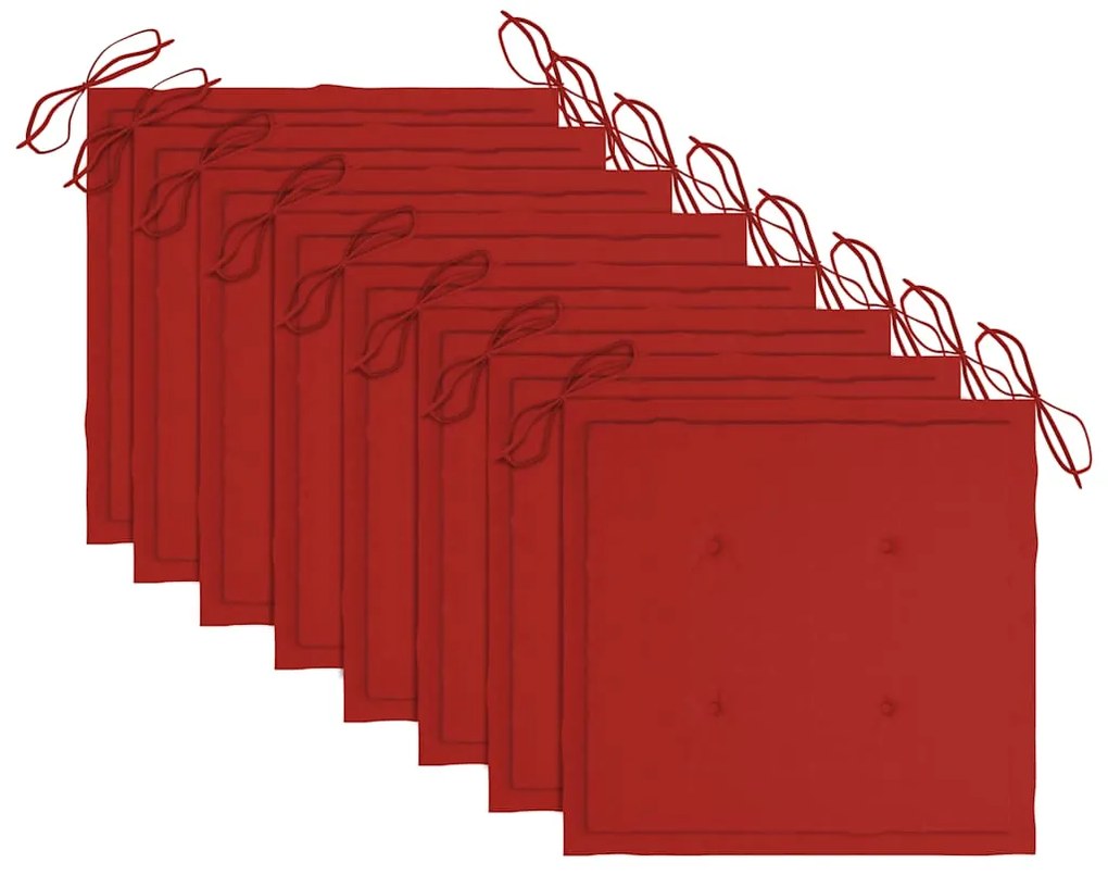 vidaXL Καρέκλες Κήπου Στοιβαζόμενες 8 τεμ. Μασίφ Ξύλο Teak &amp; Μαξιλάρια