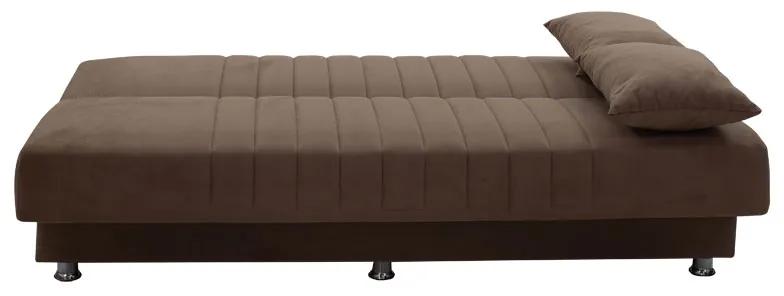 Kαναπές κρεβάτι Romina pakoworld 3θέσιος ύφασμα βελουτέ μπεζ-μόκα 180x75x80εκ - Ύφασμα - 213-000016