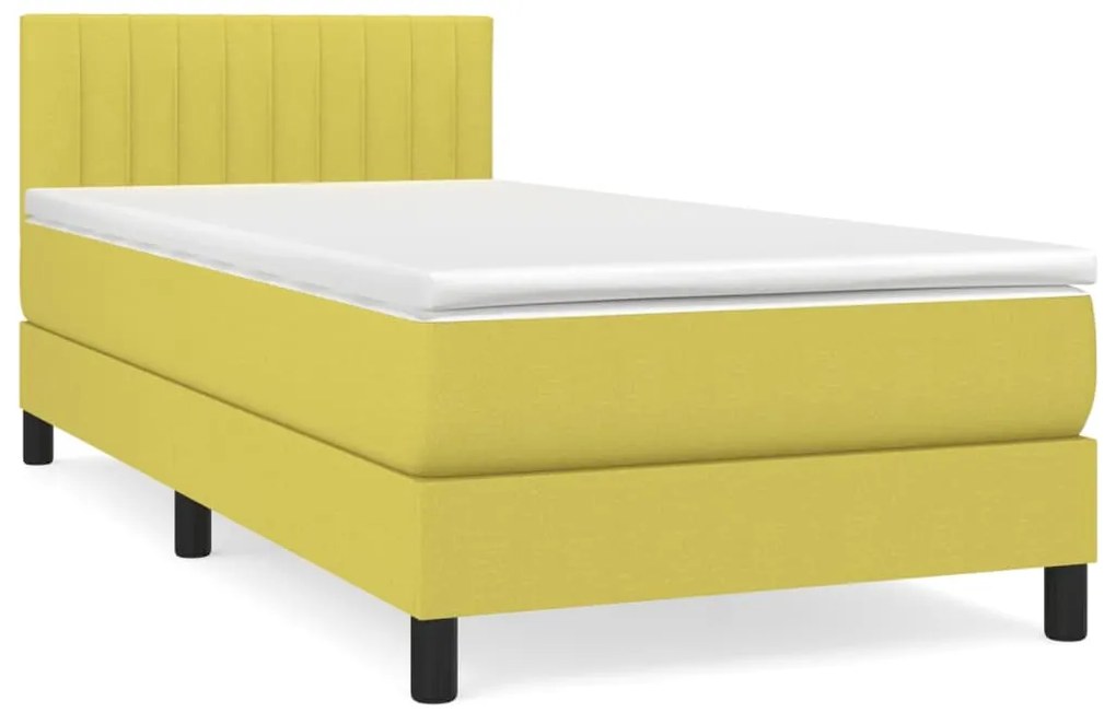 vidaXL Κρεβάτι Boxspring με Στρώμα Πράσινο 100 x 200 εκ. Υφασμάτινο