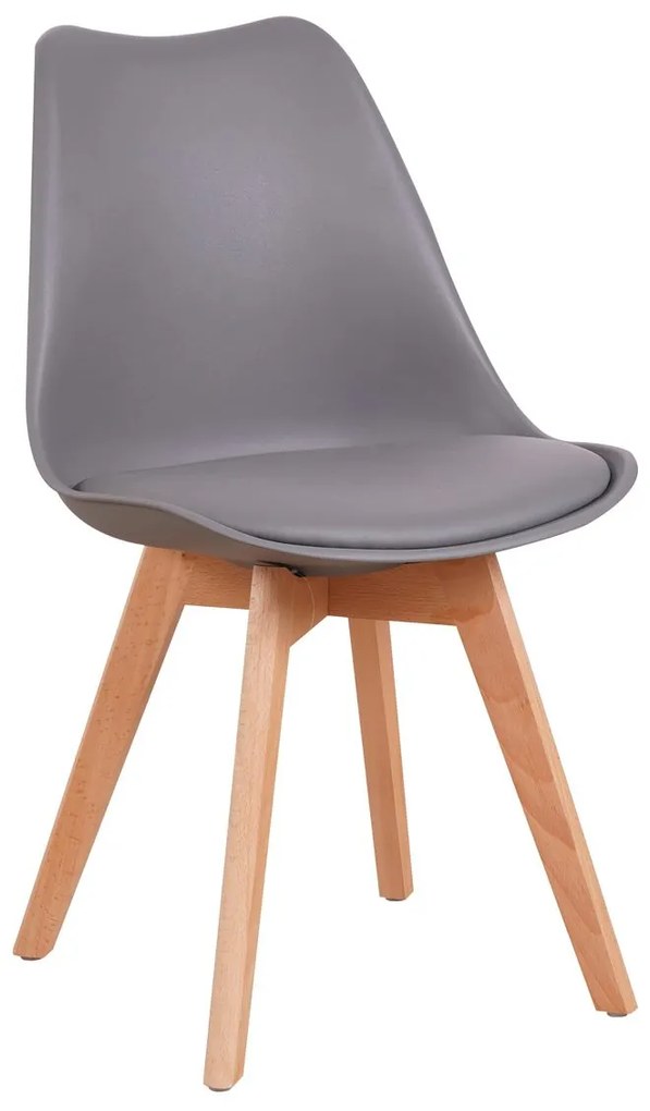 Καρέκλα ArteLibre GROUGH Γκρι PP/PU/Ξύλο 49x56x83cm-14600017