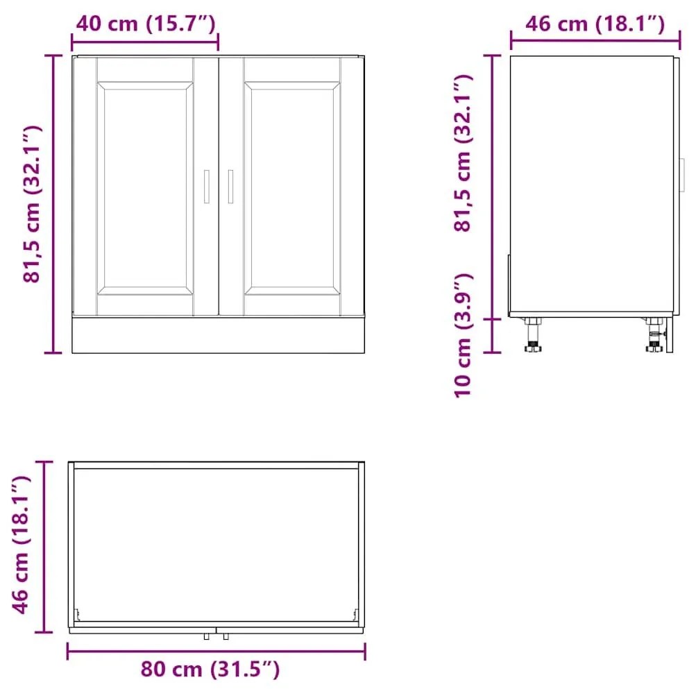 Ντουλάπι βάσης νεροχύτη Porto Παλιό Ξύλο 80x46x81,5 cm - Καφέ