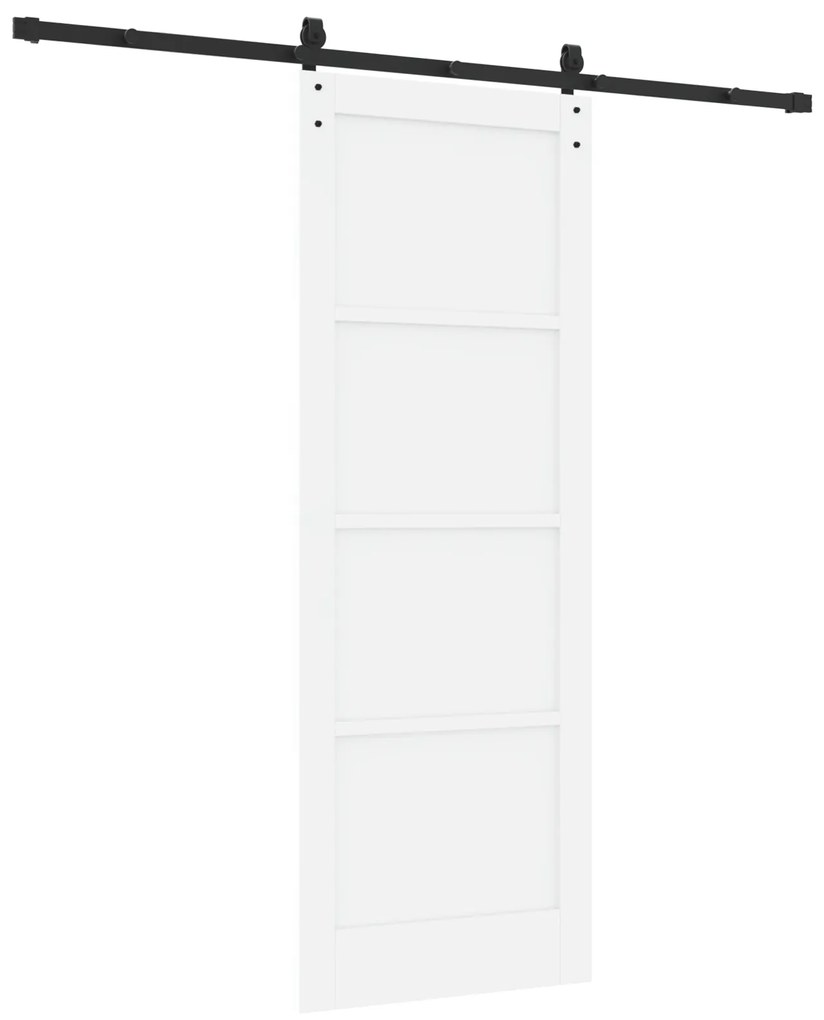vidaXL Συρόμενη Πόρτα με Σετ Εξαρτημάτων Λευκή 78x211 εκ. Συμπαγές Ξύλο Πεύκο