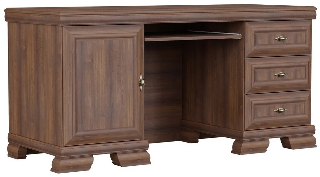 Σετ επίπλων Parma B119, Samoa King Καρυδί, Με τραπέζι γραφείου, Με πρόσθετο εξοπλισμό, Ξεχωριστά μέρη, Με ντουλάπα, Πλαστικοποιημένη μοριοσανίδα