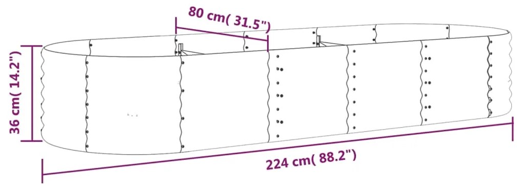 vidaXL Ζαρντινιέρα Γκρι 224x80x36 εκ Γαλβανισμένος χάλυβας