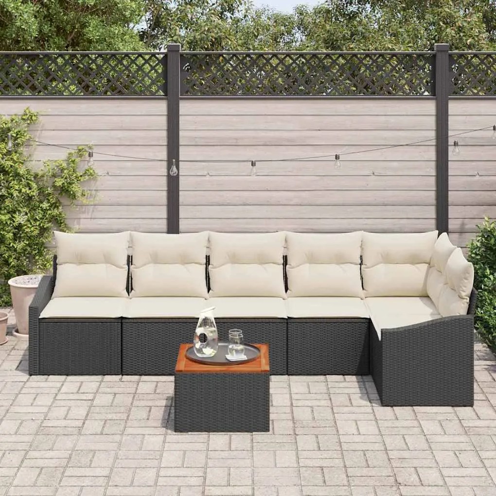 vidaXL Σετ Καναπέ Κήπου 7 pcs Μαύρος, λευκός