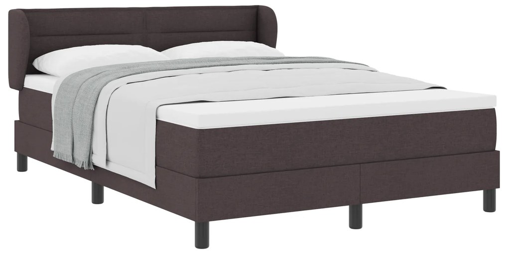 vidaXL Κρεβάτι Box Spring με Ματράκι Καφέ 140x190 εκ. Ύφασμα