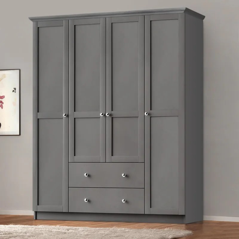 Ντουλάπα ρούχων Emily Megapap τετράφυλλη χρώμα anthracite 140x50x210εκ. - GP055-0005,2