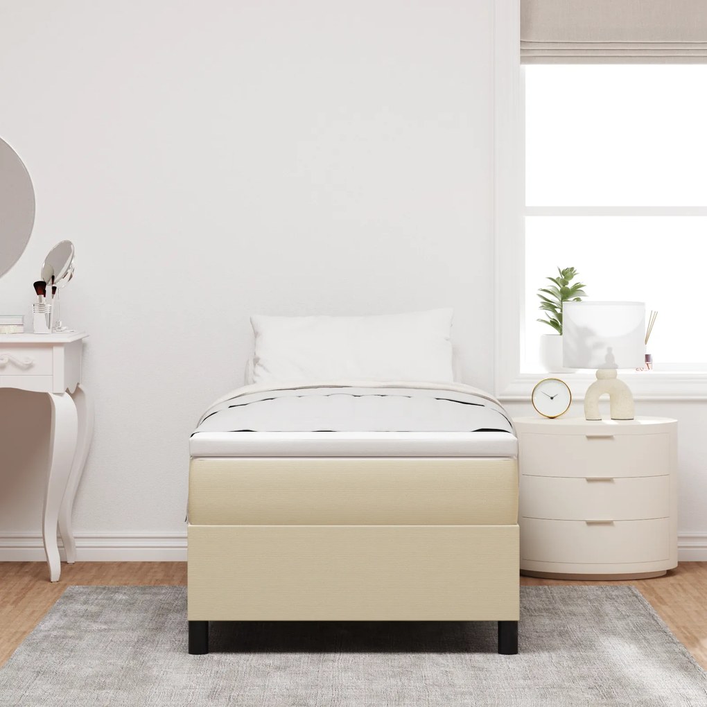 vidaXL Κρεβάτι Box Spring με Στρώμα σε Ανοιχτό Πράσινο και Γκρι, 90 x 200 εκ., Μαλακό Βαμβακερό Ύφασμα