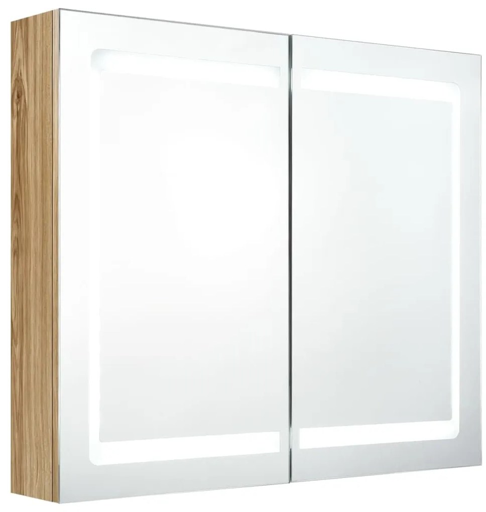 vidaXL Καθρέφτης Μπάνιου με Ντουλάπι &amp; LED Χρώμα Δρυός 80x12x68 εκ.