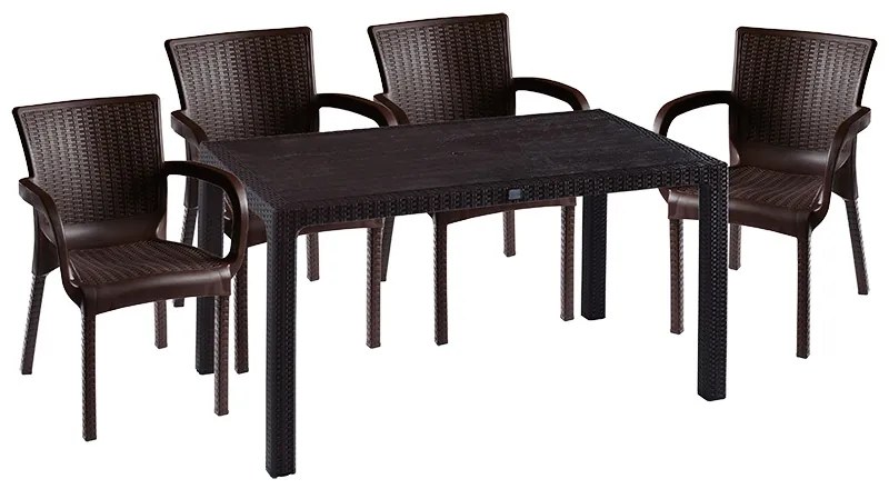 Intrahome Τραπεζαρία Explore-Festive Intrahome σετ 5τεμ PP καφέ 150x90x73,5εκ | SKU: INTRAPA-364111162