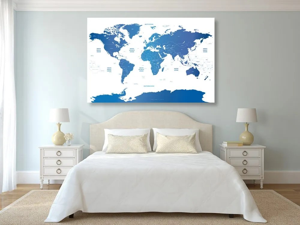 Εικόνα στον παγκόσμιο χάρτη φελλού με μεμονωμένες πολιτείες - 120x80  color mix