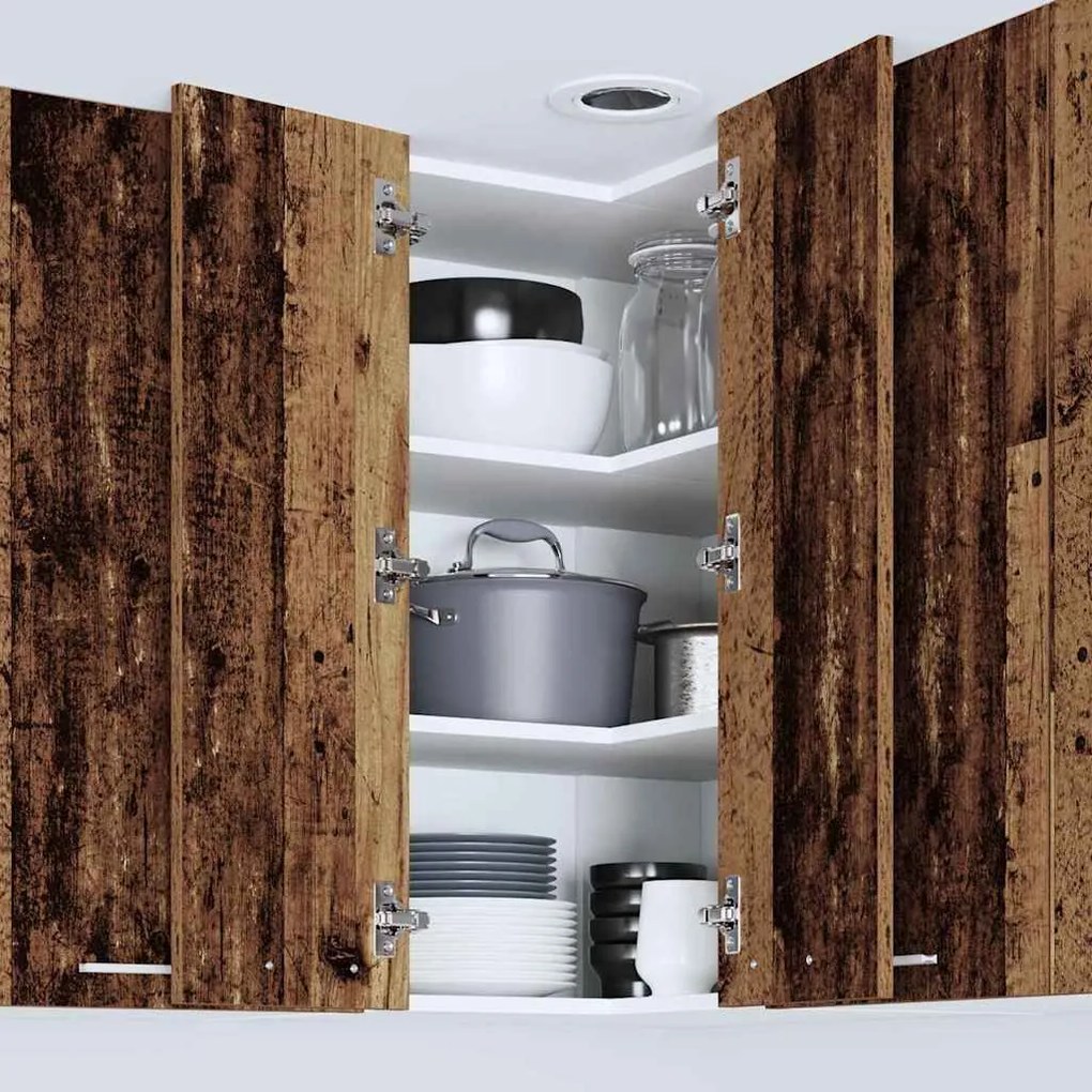 vidaXL Κρεμαστό ντουλάπι Riga Παλαιό Ξύλο και Λευκό 57 x 57 x 80 εκ.