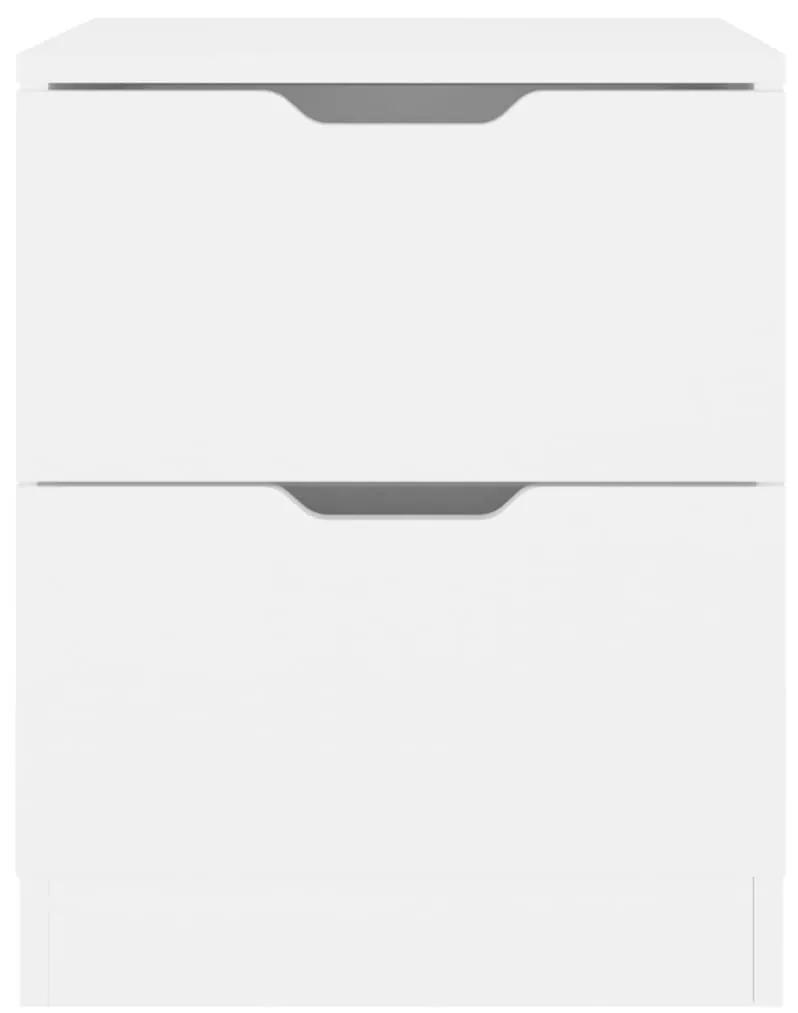 Κομοδίνα 2 τεμ. Λευκά 40 x 40 x 50 εκ. από Επεξεργασμένο Ξύλο - Λευκό