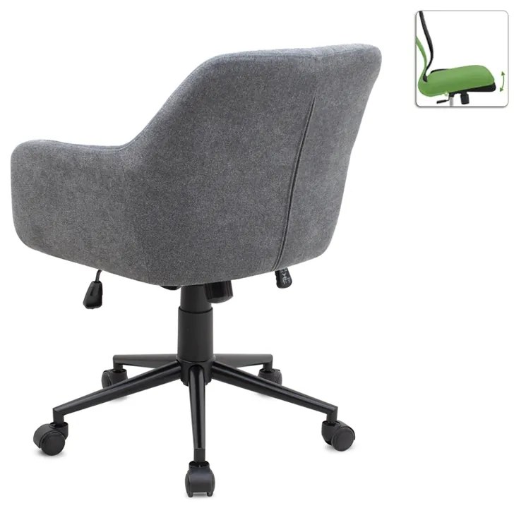 Καρέκλα γραφείου Alice Megapap υφασμάτινη χρώμα γκρι 61x61x80/90εκ.