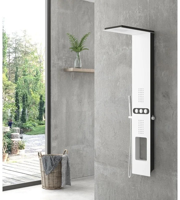 KARAG PRAXIS BIANCO NERO TOUCH Στήλη Υδρομασάζ Λευκό, Μαύρο Αλουμίνιο, Μπρούτζος