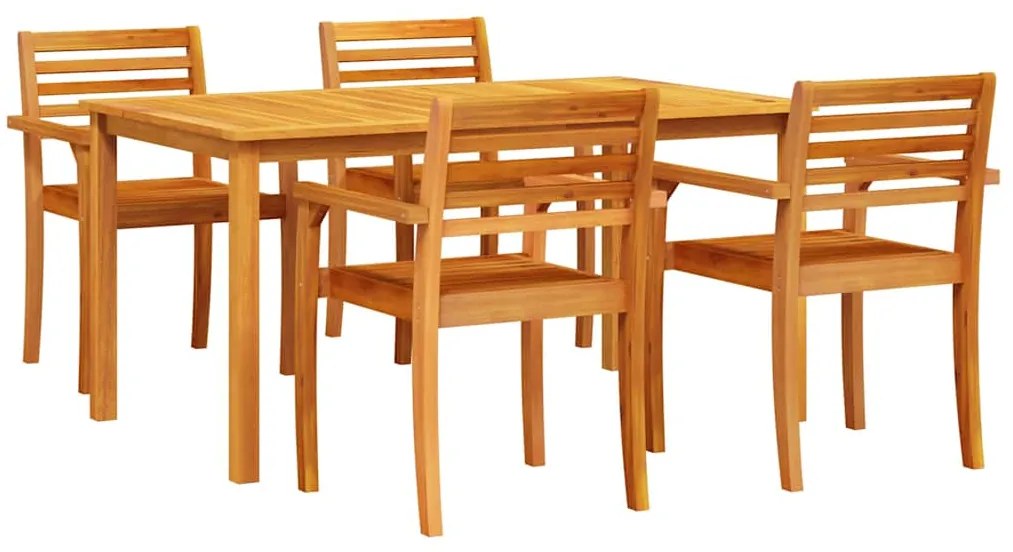 vidaXL Σέτ φαγητού για κήπο 5 pcs Καφέ Μασίφ ξύλο ακακίας