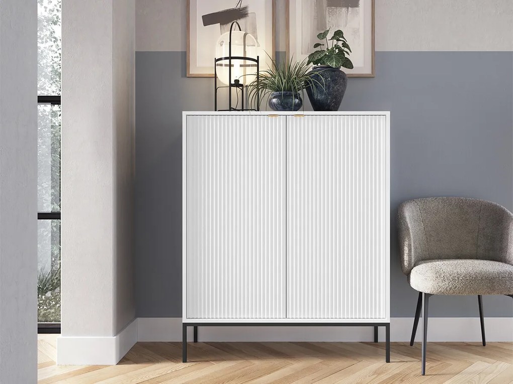 Ντουλάπι Lima L101, Μαύρο, Άσπρο, 125x104cm, Αριθμός θυρών: 239cm, 47 kg, Πλαστικοποιημένη μοριοσανίδα | Epipla1.gr