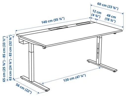 MITTZON γραφείο, 140x60 cm 695.280.37