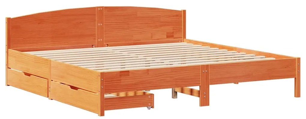vidaXL Σκελετός Κρεβ. Χωρίς Στρώμα Καφέ Κεριού 200x200 εκ Μασίφ Πεύκο