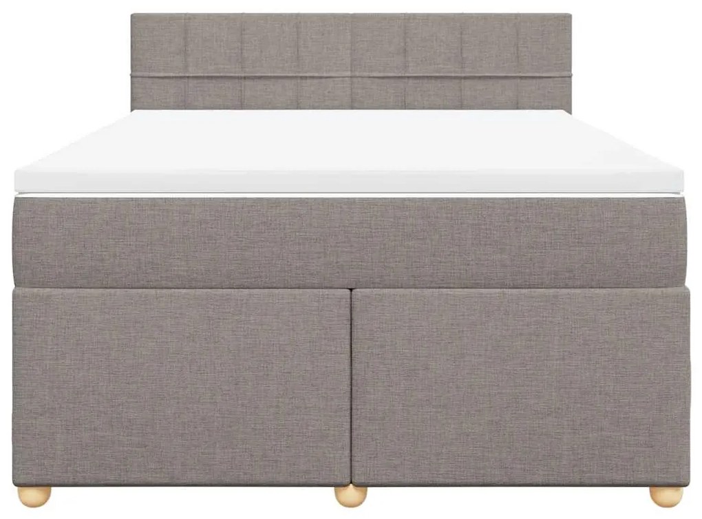 vidaXL Κρεβάτι Boxspring με Στρώμα Taupe 140x190 εκ. Υφασμάτινο