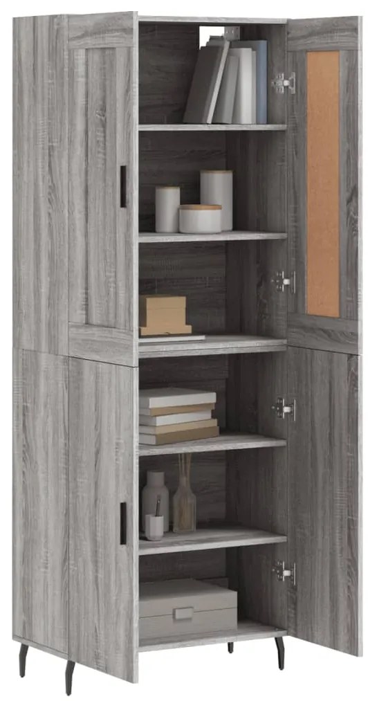 vidaXL Ντουλάπι Γκρι Sonoma 69,5 x 34 x 180 εκ. Επεξεργασμένο Ξύλο