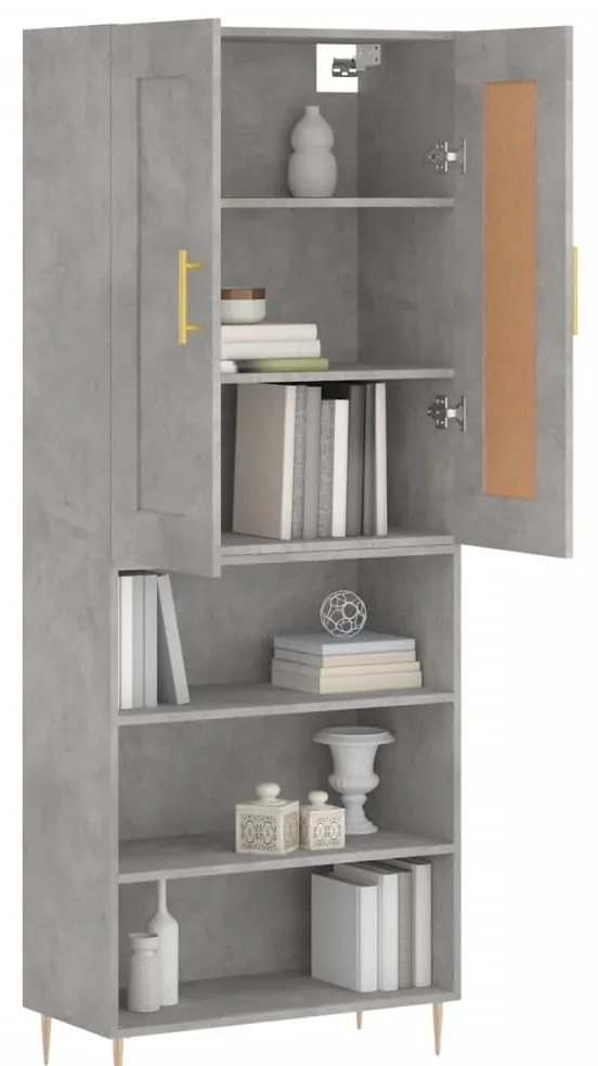vidaXL Ντουλάπι Γκρι Σκυροδέματος 69,5x34x180 εκ. Επεξεργασμένο Ξύλο