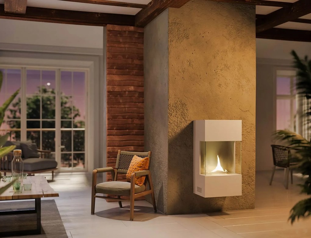 Επιτοίχιο Tζάκι Indie Tenderflame με διάρκεια καύσης 3 - 4 ώρες, χωρητικότητα δεξαμενής 1000ml και διαστάσεις 48x34x90cm - White