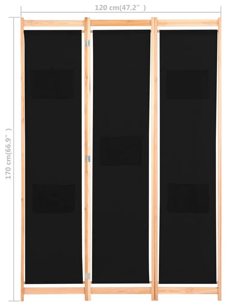 ΔΙΑΧΩΡΙΣΤΙΚΟ ΔΩΜΑΤΙΟΥ ΜΕ 3 ΠΑΝΕΛ ΜΑΥΡΟ 120X170X4 ΕΚ. ΥΦΑΣΜΑΤΙΝΟ 248183