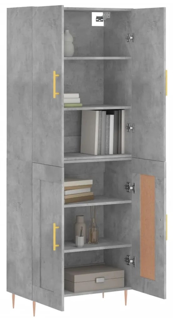 vidaXL Ντουλάπι Γκρι Σκυροδέματος 69,5x34x180 εκ. Επεξεργασμένο Ξύλο