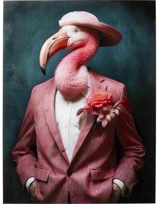 Πίνακας Γυάλινος  Mister Flamingo Ροζ 120x0.4x160εκ. - Πολύχρωμο