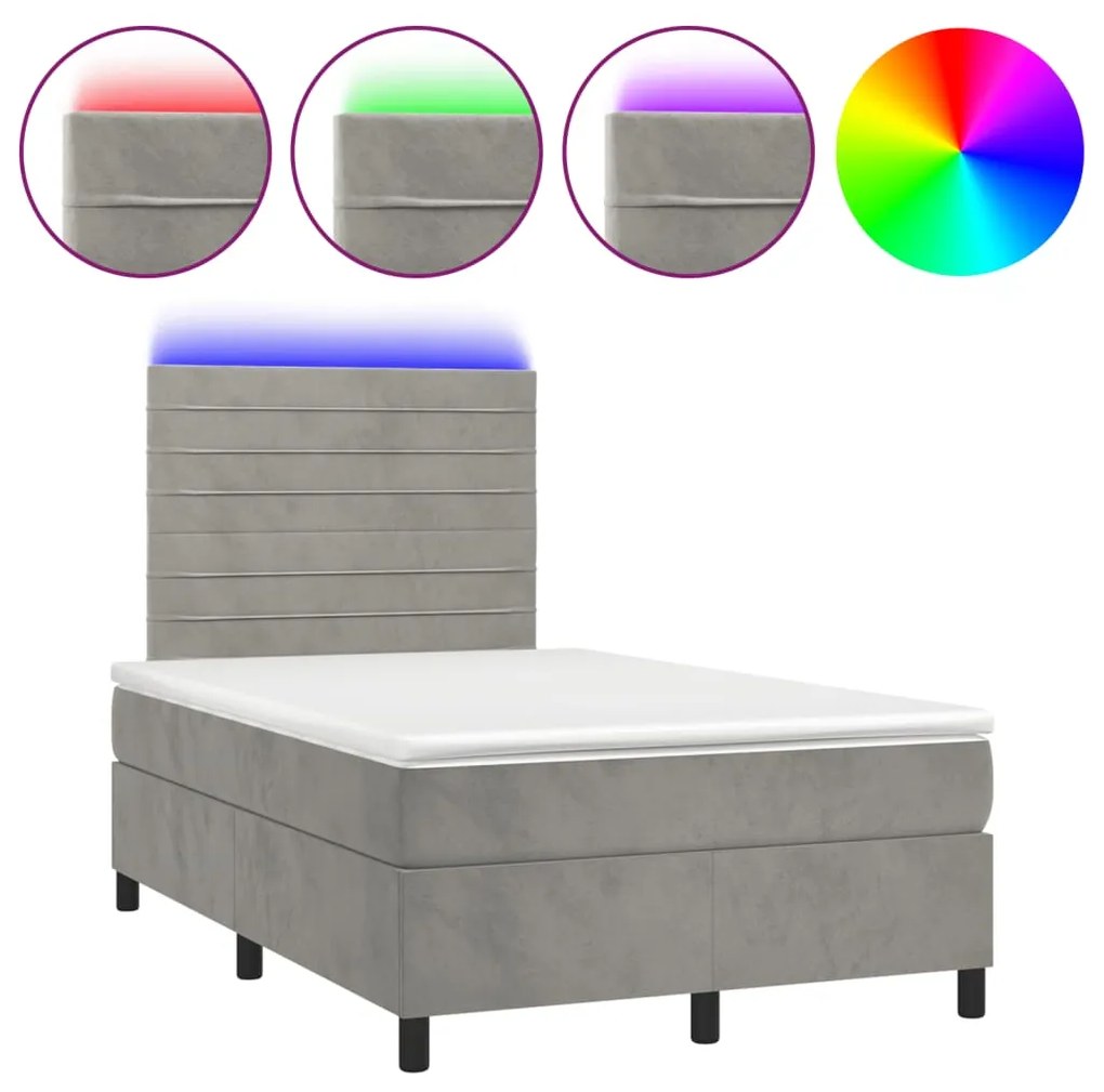 ΚΡΕΒΑΤΙ BOXSPRING ΜΕ ΣΤΡΩΜΑ &amp; LED ΑΝ.ΓΚΡΙ 120X190ΕΚ. ΒΕΛΟΥΔΙΝΟ 3270317