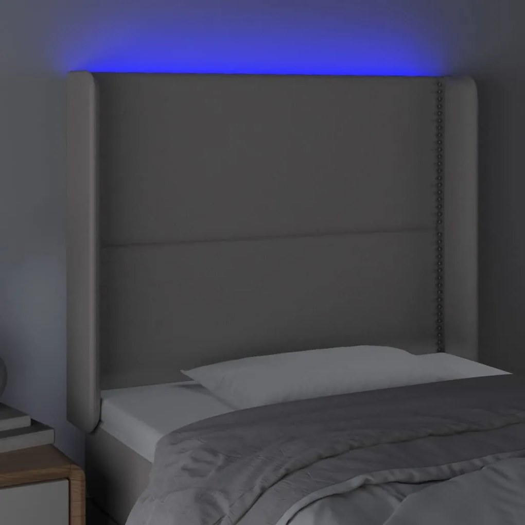 Κεφαλάρι Κρεβατιού LED Γκρι 83x16x118/128 εκ. Συνθετ. Δέρμα 3123984