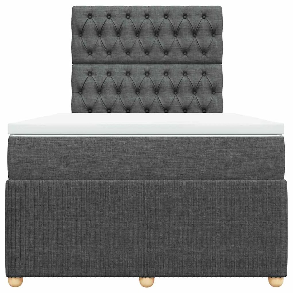 vidaXL Κρεβάτι Boxspring με Στρώμα Σκούρο Γκρι 120x190 εκ Υφασμάτινο