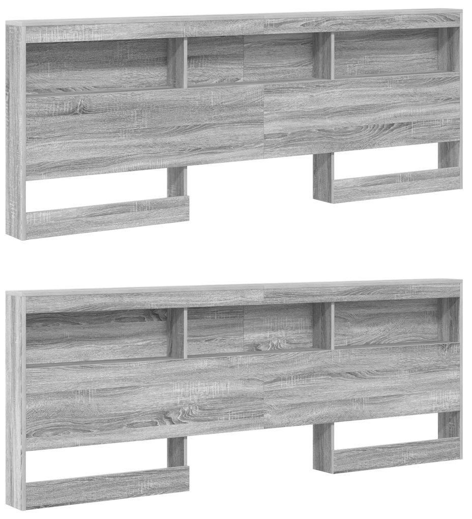 vidaXL Κρεβάτι Βιβλιοθήκης Γκρι Σοναμά 180x200 εκ. Επεξεργασμένο Ξύλο